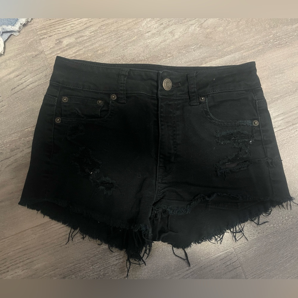 American Eagle black denim shorts